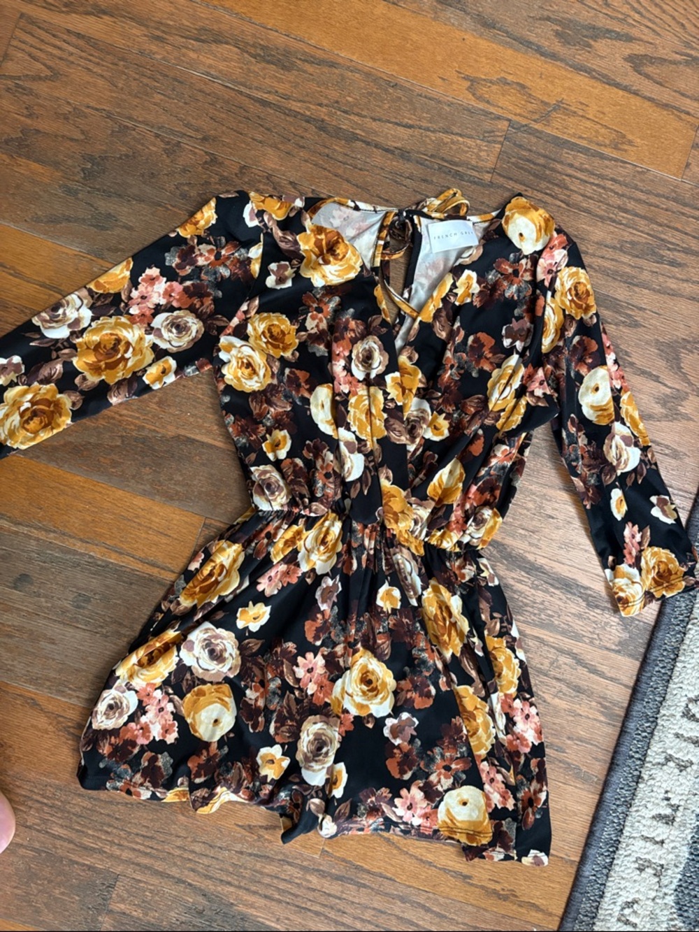 Floral Black and Mustard Romper